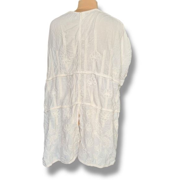 Chico’s White Embroidered Boho Floral Kimono Open Front Drape Cardigan One Size - Picture 2 of 11